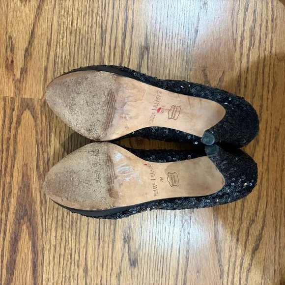 WHBM Sequined Black Stiletto Platform Pumps - Picture 8 of 8